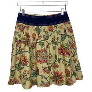 Heart Moon Star 2 Skirt with denim waist band side zipper sequins floral